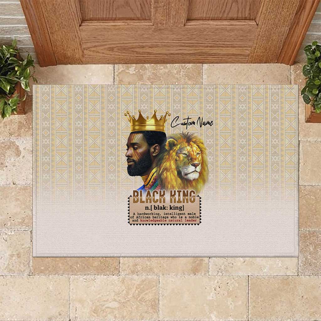 Lion Black King Rubber Doormat African Heritage