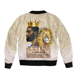 Lion Black King Sleeve Zip Bomber Jacket African Heritage