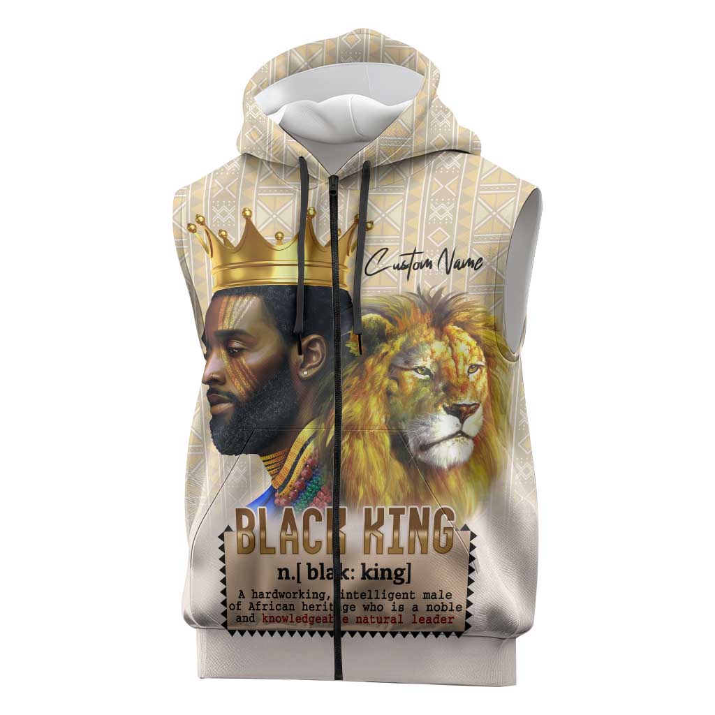 Lion Black King Sleeveless Zip Hoodie African Heritage - African Pride