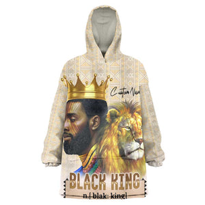 Lion Black King Wearable Blanket Hoodie African Heritage