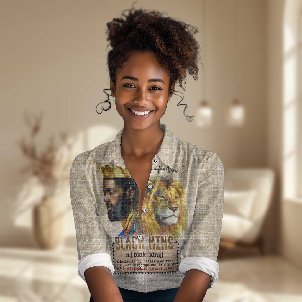 Lion Black King Women Casual Shirt African Heritage