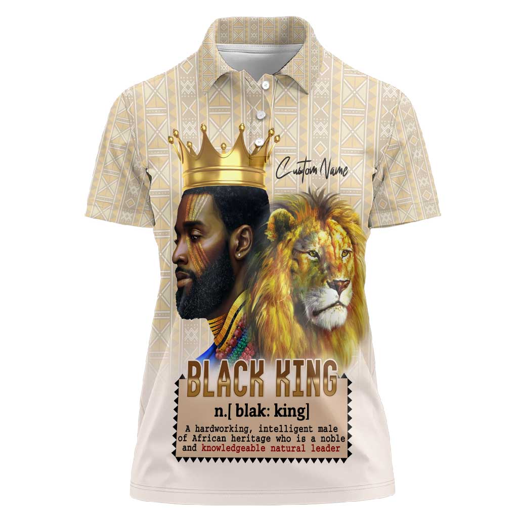 Lion Black King Women Polo Shirt African Heritage