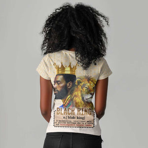 Lion Black King Women V-Neck T-Shirt African Heritage