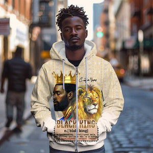 Lion Black King Zip Hoodie African Heritage