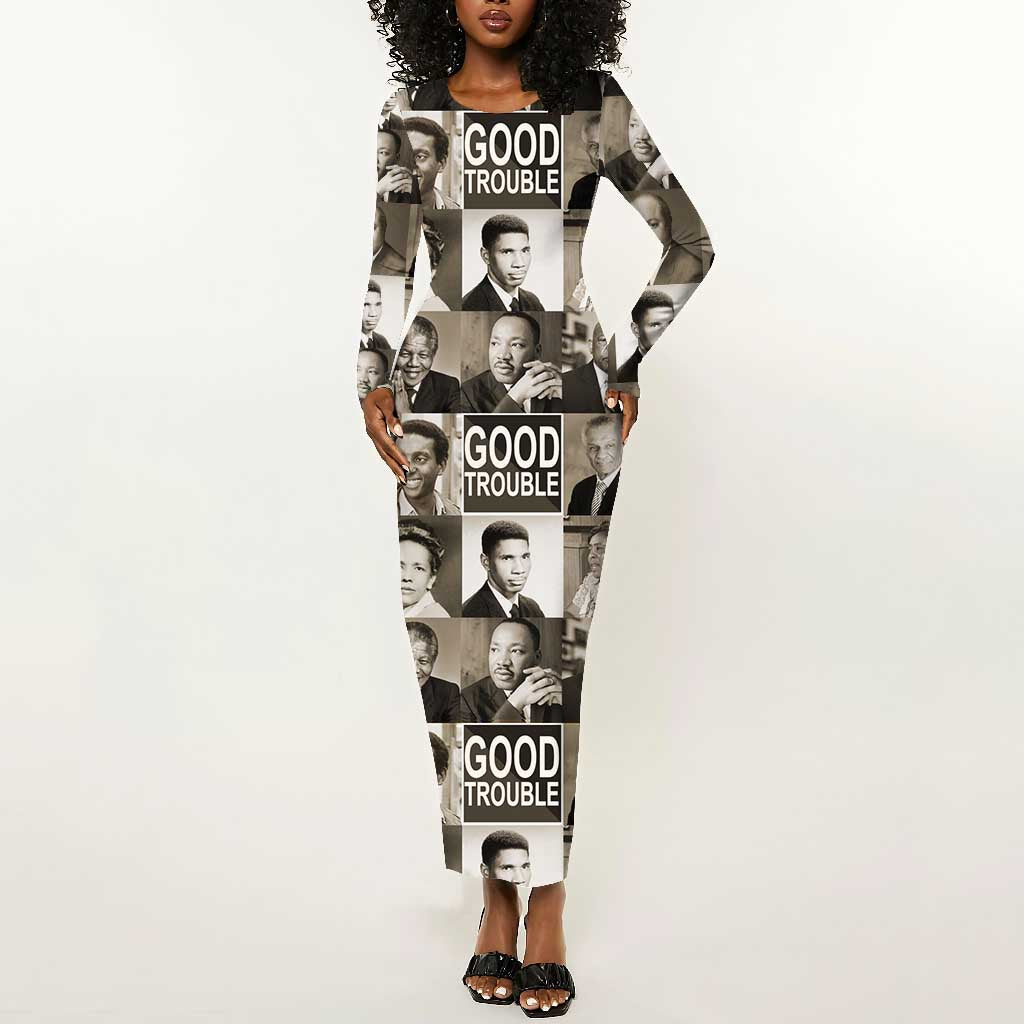 Good Trouble Long Sleeve Bodycon Dress Civil Rights Leaders