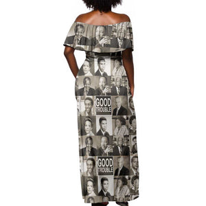 Good Trouble Off Shoulder Maxi Dress Civil Rights Leaders