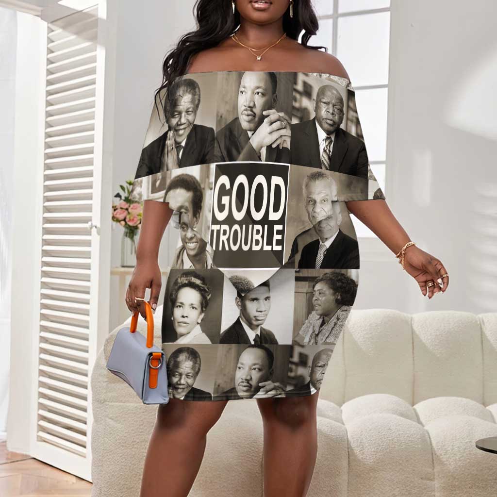 Good Trouble Off Shoulder Short Dress Civil Rights Leaders