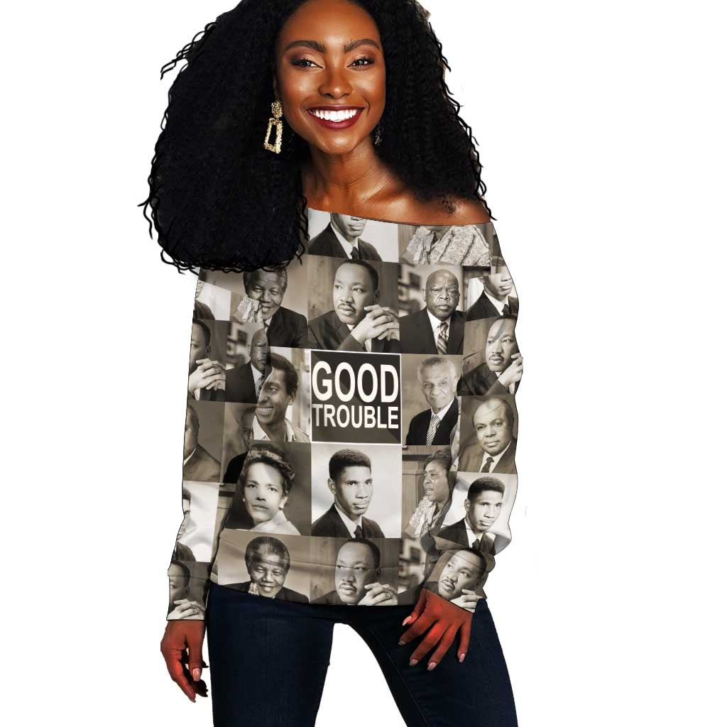 Good Trouble Off Shoulder Sweater Civil Rights Leaders