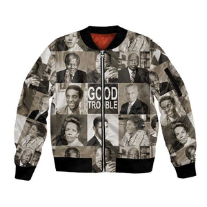 Good Trouble Sleeve Zip Bomber Jacket Civil Rights Leaders