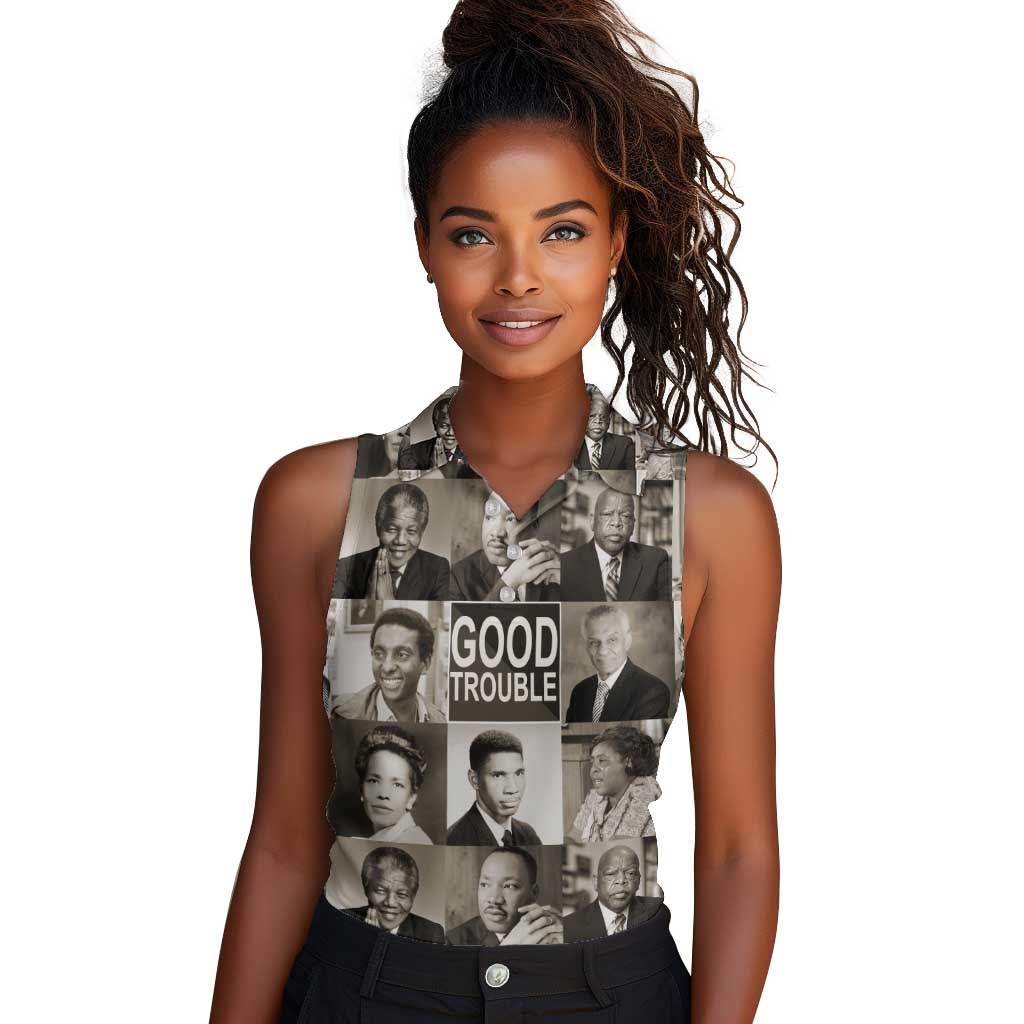 Good Trouble Women Sleeveless Polo Shirt Civil Rights Leaders