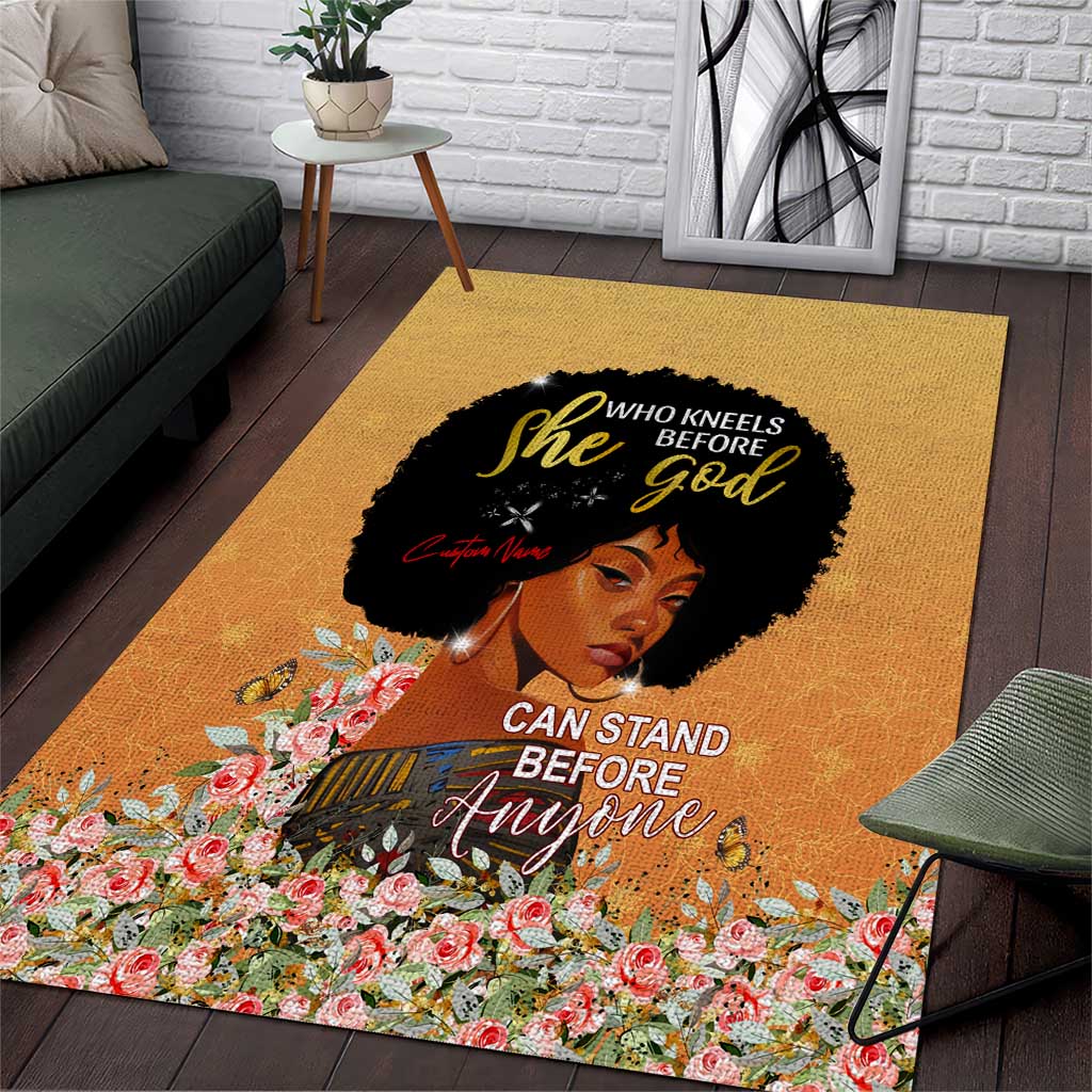 Personalized African Black Women Area Rug She Who Kneels Before God