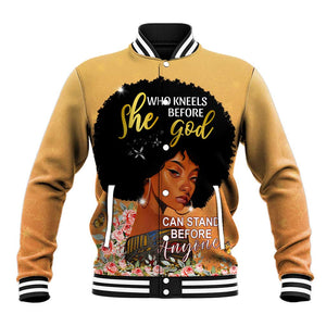 Personalized African Black Women Baseball Jacket She Who Kneels Before God DT02