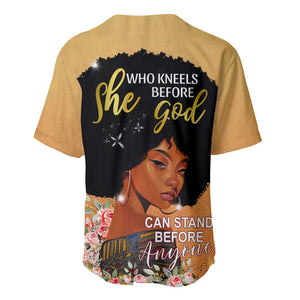 Personalized African Black Women Baseball Jersey She Who Kneels Before God