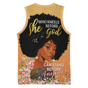 Personalized African Black Women Basketball Jersey She Who Kneels Before God DT02