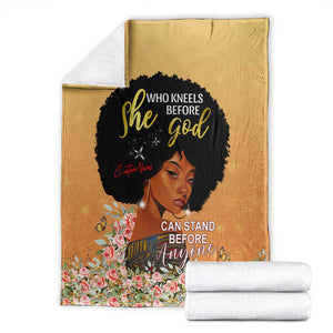 Personalized African Black Women Blanket She Who Kneels Before God