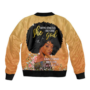 Personalized African Black Women Bomber Jacket She Who Kneels Before God