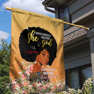 Personalized African Black Women Garden Flag She Who Kneels Before God