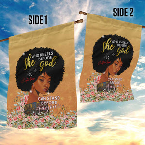 Personalized African Black Women Garden Flag She Who Kneels Before God