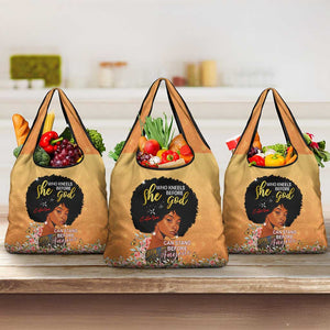 Personalized African Black Women Grocery Bag She Who Kneels Before God