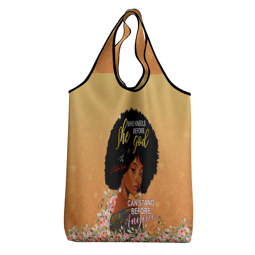 Personalized African Black Women Grocery Bag She Who Kneels Before God