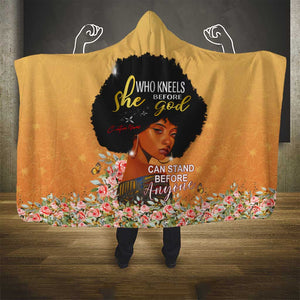 Personalized African Black Women Hooded Blanket She Who Kneels Before God