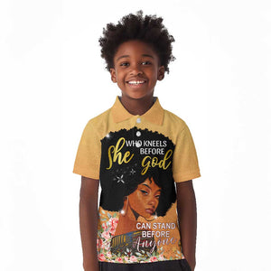 Personalized African Black Women Kid Polo Shirt She Who Kneels Before God