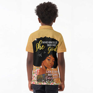 Personalized African Black Women Kid Polo Shirt She Who Kneels Before God