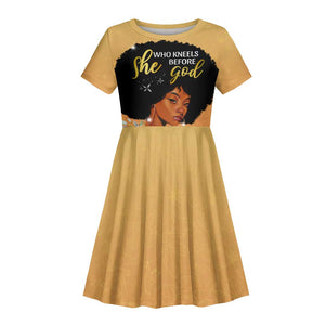 Personalized African Black Women Kid Short Sleeve Dress She Who Kneels Before God