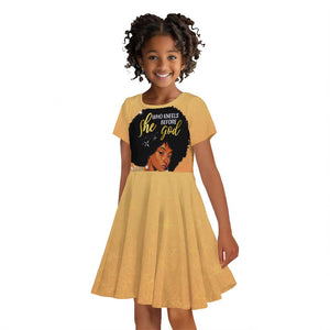 Personalized African Black Women Kid Short Sleeve Dress She Who Kneels Before God