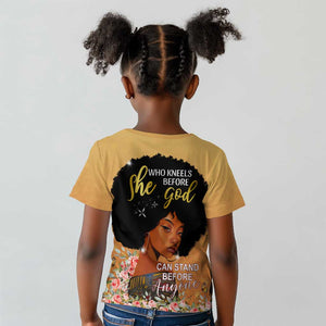 Personalized African Black Women Kid T shirt She Who Kneels Before God