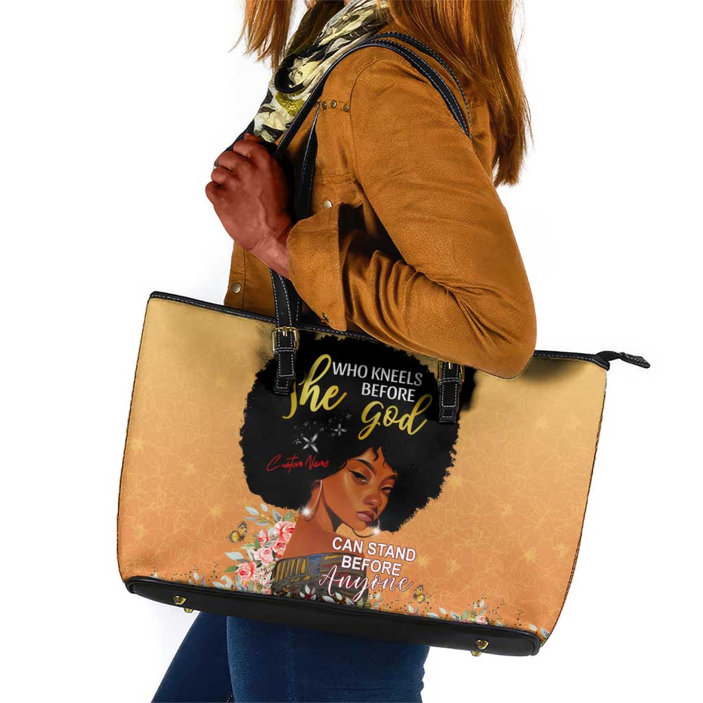 Personalized African Black Women Leather Tote Bag She Who Kneels Before God