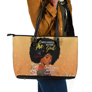 Personalized African Black Women Leather Tote Bag She Who Kneels Before God