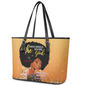 Personalized African Black Women Leather Tote Bag She Who Kneels Before God