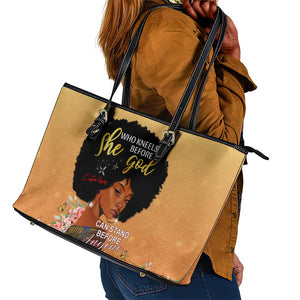 Personalized African Black Women Leather Tote Bag She Who Kneels Before God