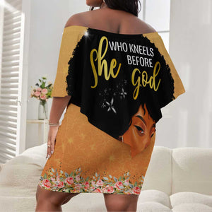 Personalized African Black Women Off Shoulder Short Dress She Who Kneels Before God