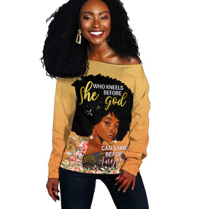 Personalized African Black Women Off Shoulder Sweater She Who Kneels Before God