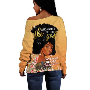 Personalized African Black Women Off Shoulder Sweater She Who Kneels Before God