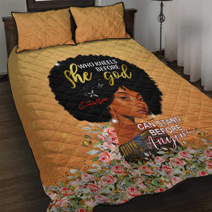 Personalized African Black Women Quilt Bed Set She Who Kneels Before God