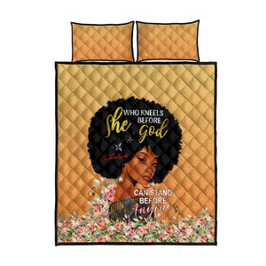 Personalized African Black Women Quilt Bed Set She Who Kneels Before God