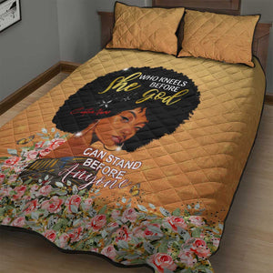 Personalized African Black Women Quilt Bed Set She Who Kneels Before God