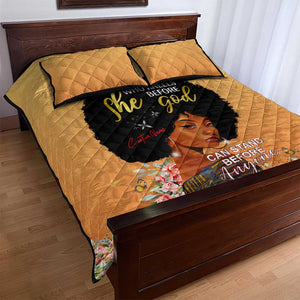 Personalized African Black Women Quilt Bed Set She Who Kneels Before God