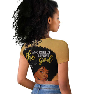 Personalized African Black Women Raglan Cropped T shirt She Who Kneels Before God