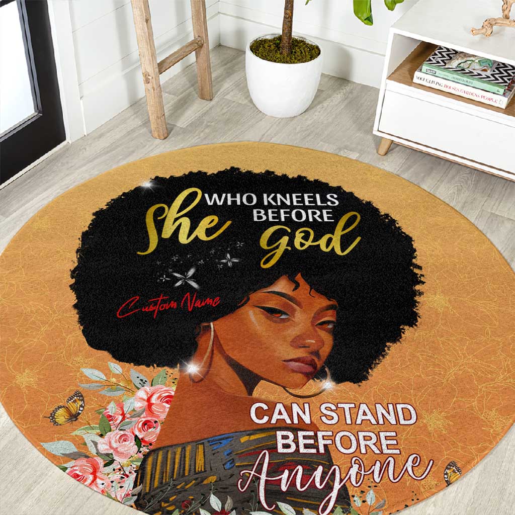 Personalized African Black Women Round Carpet She Who Kneels Before God