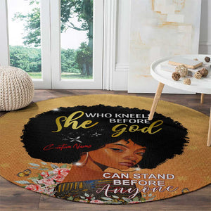 Personalized African Black Women Round Carpet She Who Kneels Before God