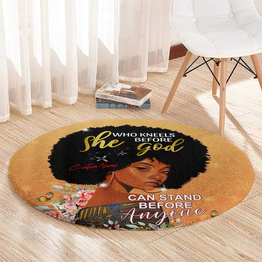 Personalized African Black Women Round Carpet She Who Kneels Before God