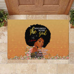Personalized African Black Women Rubber Doormat She Who Kneels Before God