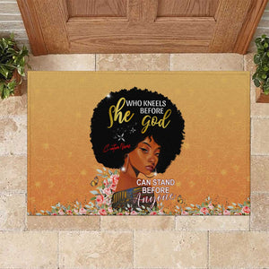 Personalized African Black Women Rubber Doormat She Who Kneels Before God