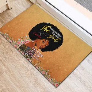 Personalized African Black Women Rubber Doormat She Who Kneels Before God