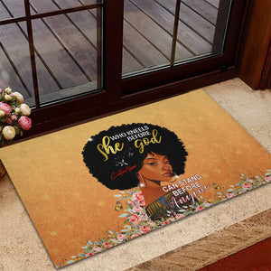 Personalized African Black Women Rubber Doormat She Who Kneels Before God