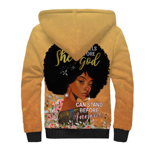 Personalized African Black Women Sherpa Hoodie She Who Kneels Before God